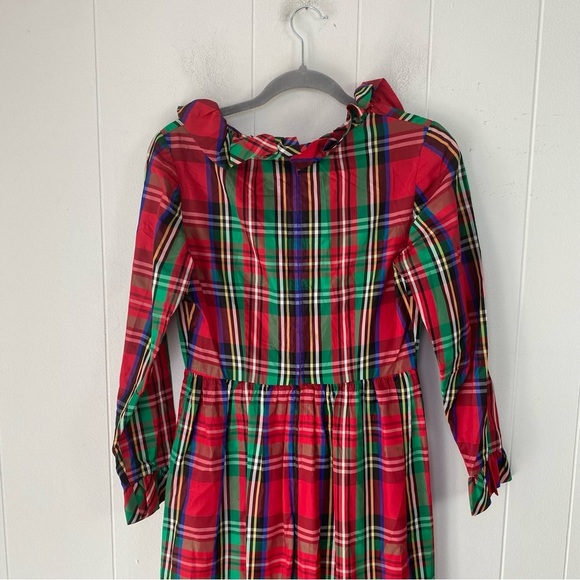VTG Handmade Long Tartan PLAID Prairie Dress Christmas 70-80s Sz XS-S (17” PTP) - Picture 8 of 14